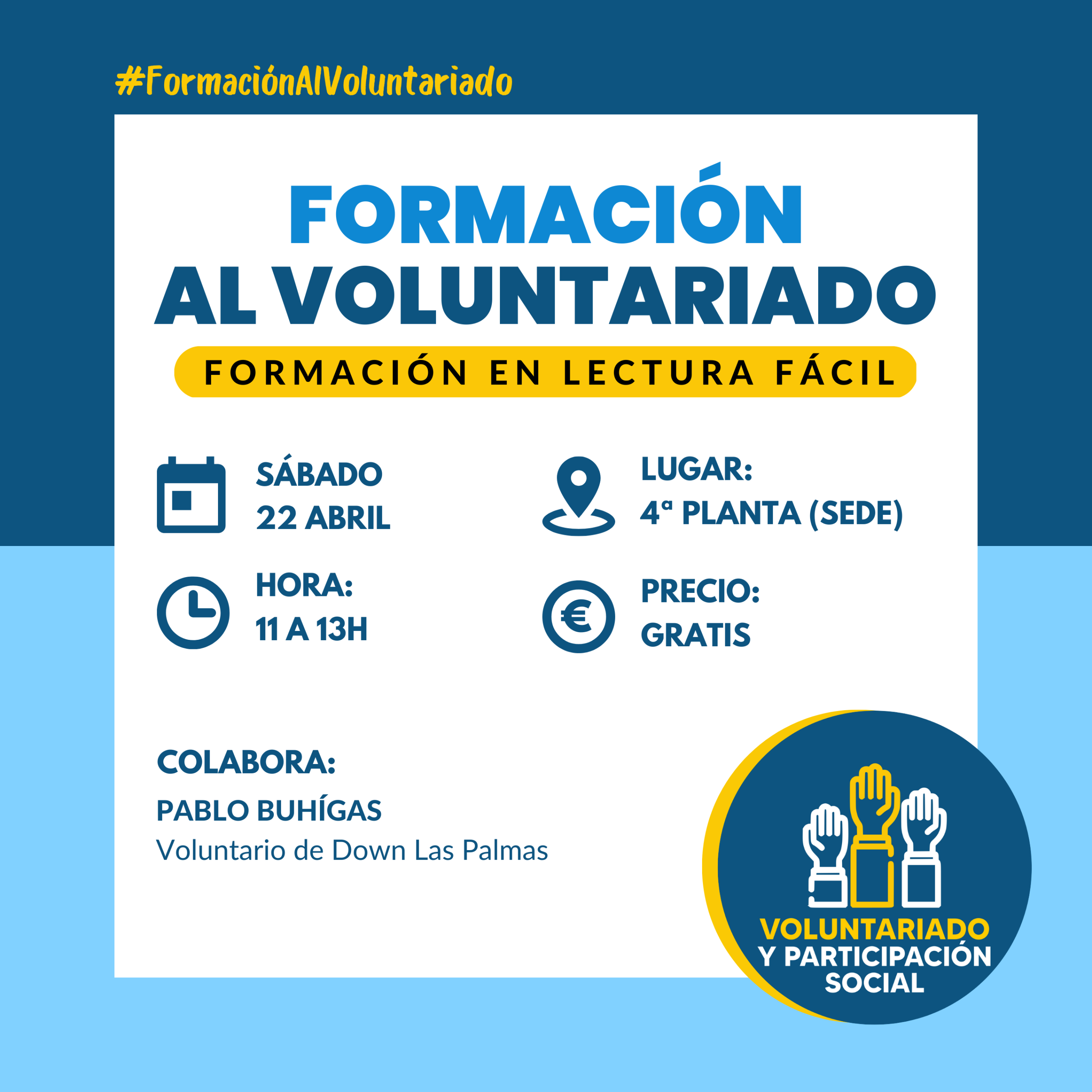 Cartel de la formación de voluntariado en lectura fácil