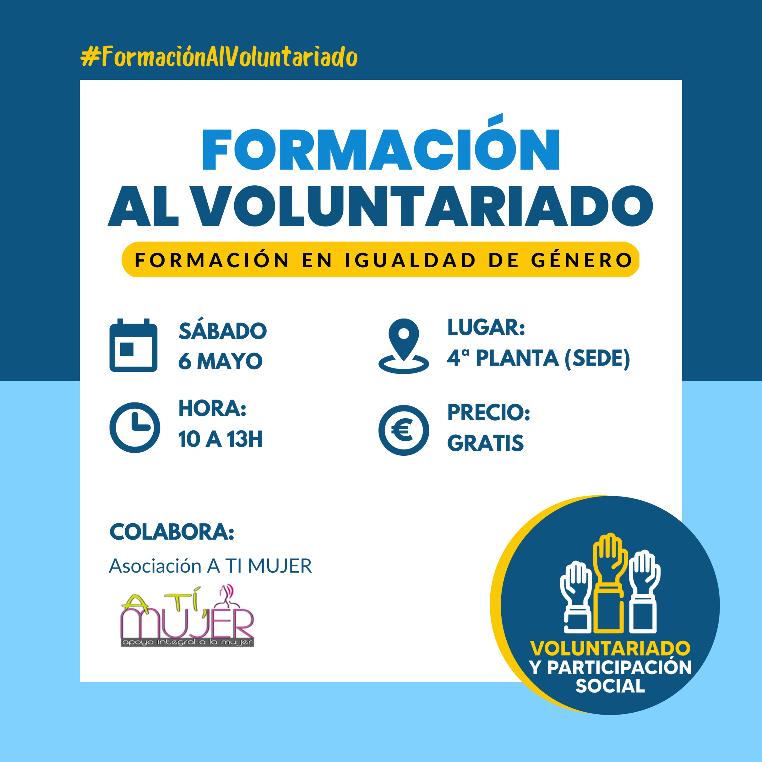 Cartel de la formación de voluntariado en igualdad de género